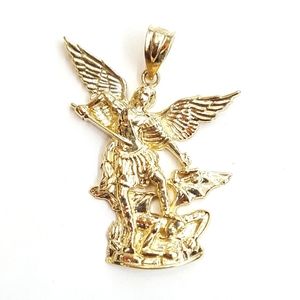 14k yellow gold saint michael pendant